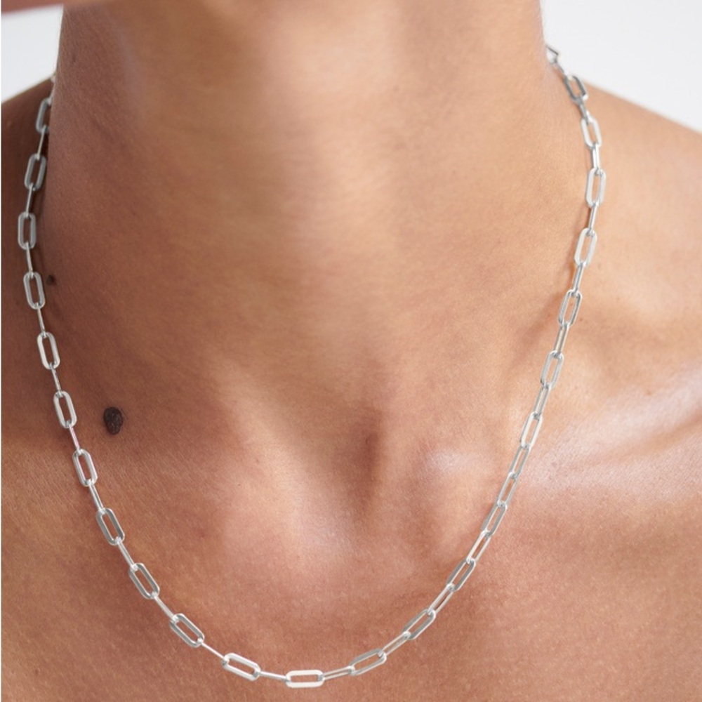 3/$20 Dainty Silver Paperclip Chain Choker Necklace - Picture 3 of 8